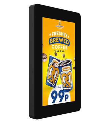 4K Elite Outdoor Advertising Display with a coffee advertisement on a white background