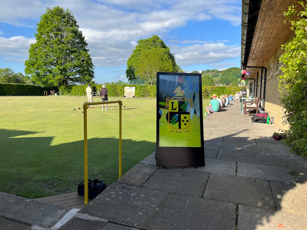Outdoor A Board outside a Lawn Bowls Club