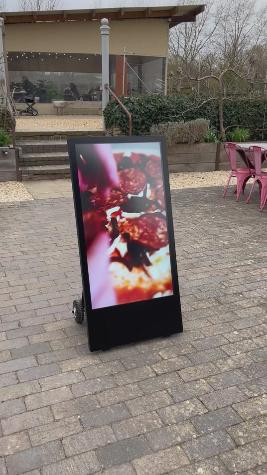 High Brightness Outdoor A-Boards in courtyard setting