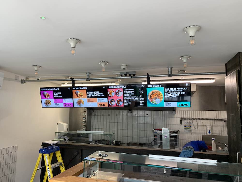 the athenian bristol digital menu board on btech mount