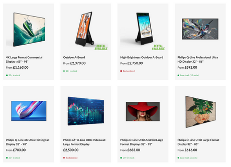 Selection of digital signage screens