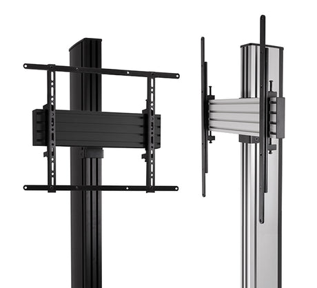 B-Tech BTF842 2.4m High Dual TV Stand for Screens up to 65 inches Silver and Black