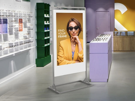 Freestanding Super Slim Double Sided Digital Poster Opticians