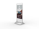 Superslim Freestanding Screen on white background with a ford car advert