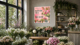 33" Square Professional Advertising Display in a florist