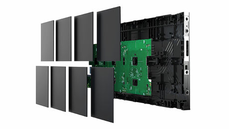 P1.2 DV-LED video wall modules with front-serviceable panels and internal chassis