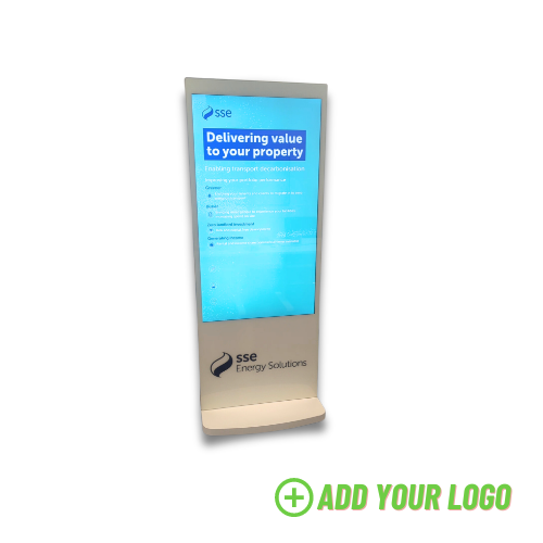 Add your logo to the front of the freestanding digital posters