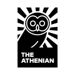 Logo of 'The Athenian' with an owl design on a white background
